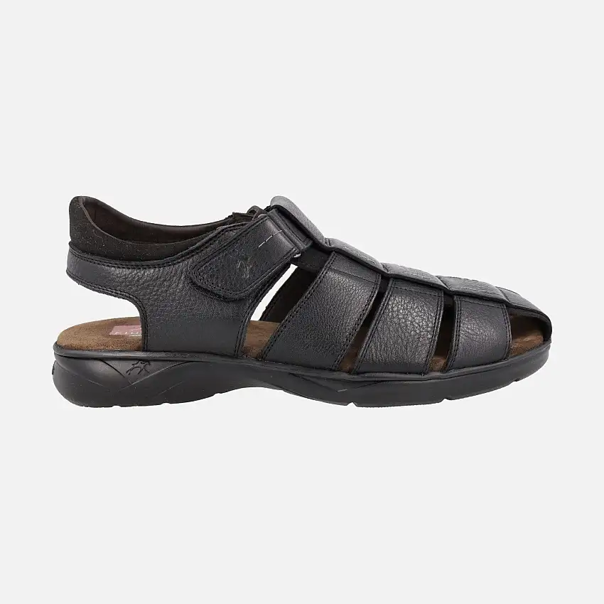Sandalias negras de piel con cierre de velcro Dozer