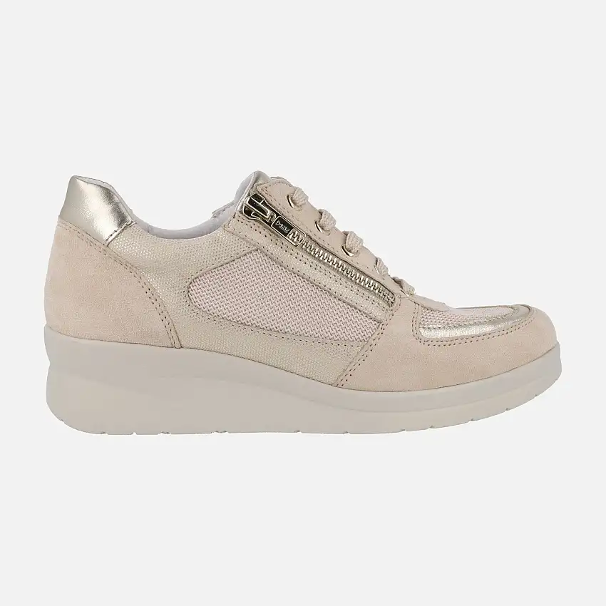 Deportivas confort multi material con cordones y cremallera