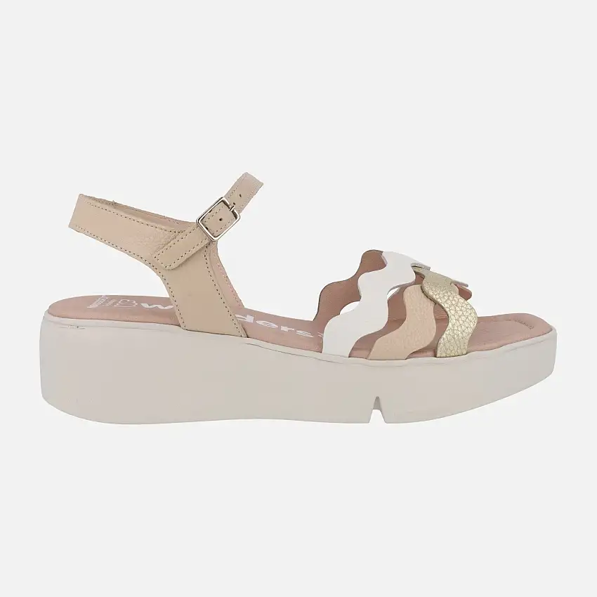Sandalias Andy con tiras de piel combinadas y cuña WondersFLY