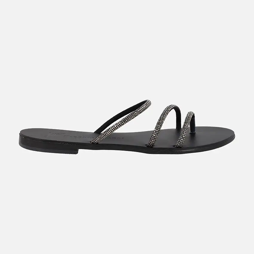 Sandalias de tiras en negro con strass 27-TC de Nicolas Lainas