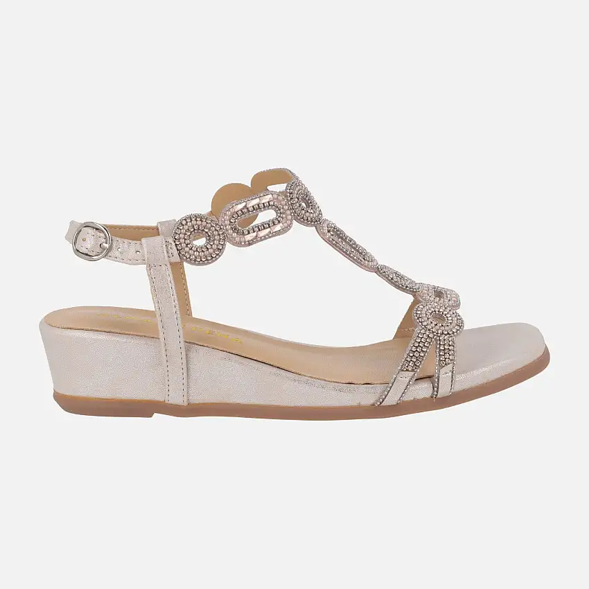 Sandalias joya en combinado de pedrería rosa