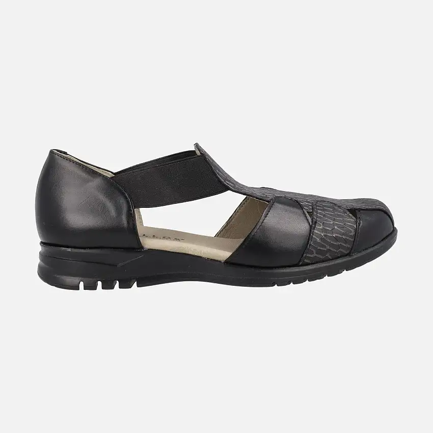 Sandalias confort negras de piel estilo cangrejeras