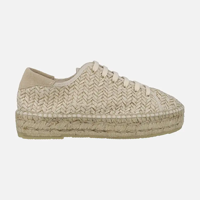 Zapatillas de esparto en rafia beige con cordones