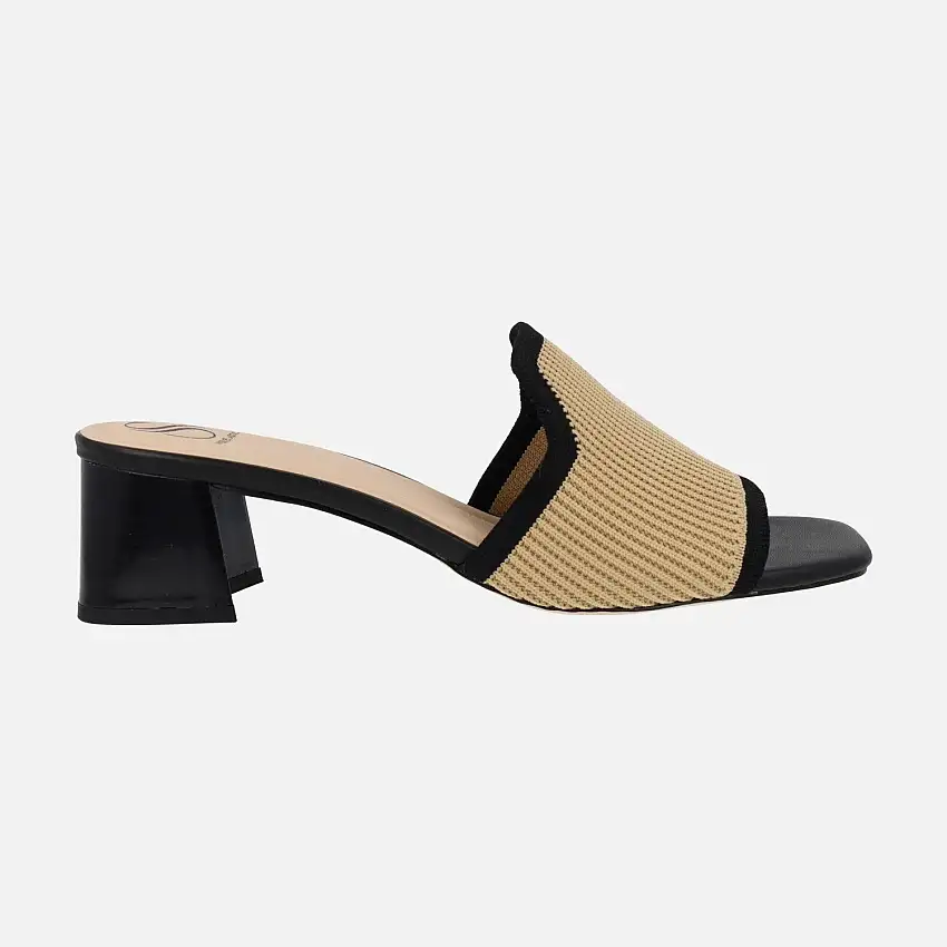 Zuecos Miss elastic en bicolor negro beige