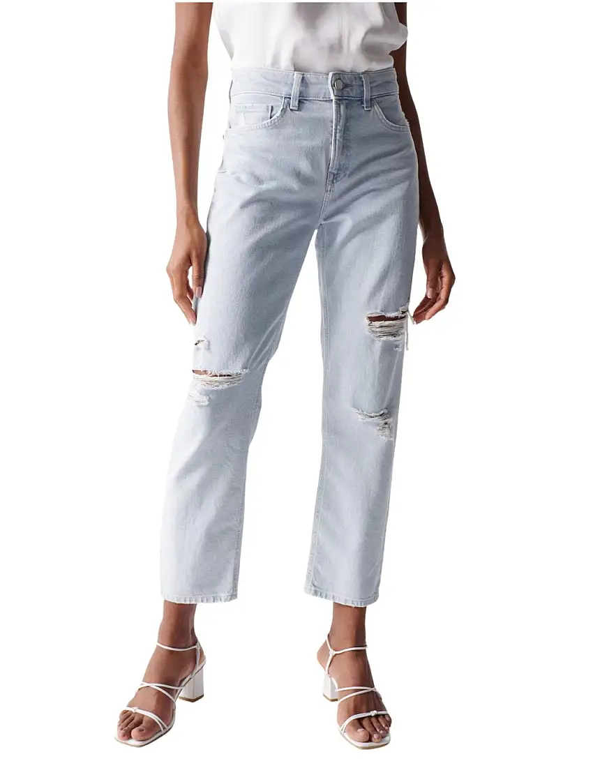 Vaqueros Salsa True Slim Rotos Azul Claro