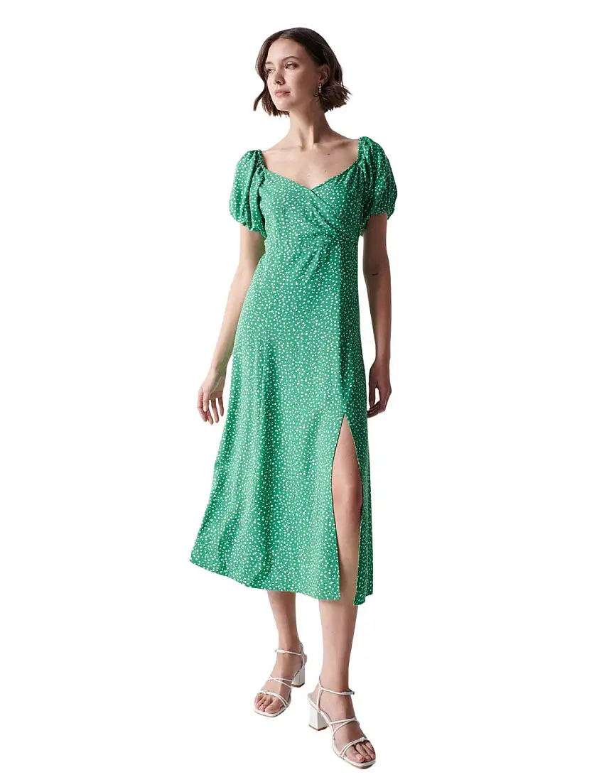 Vestido midi con estampado floral Salsa Verde