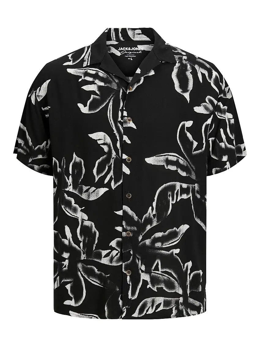 Jorflow Resort Aop Shirt Ss Blk Ln Black