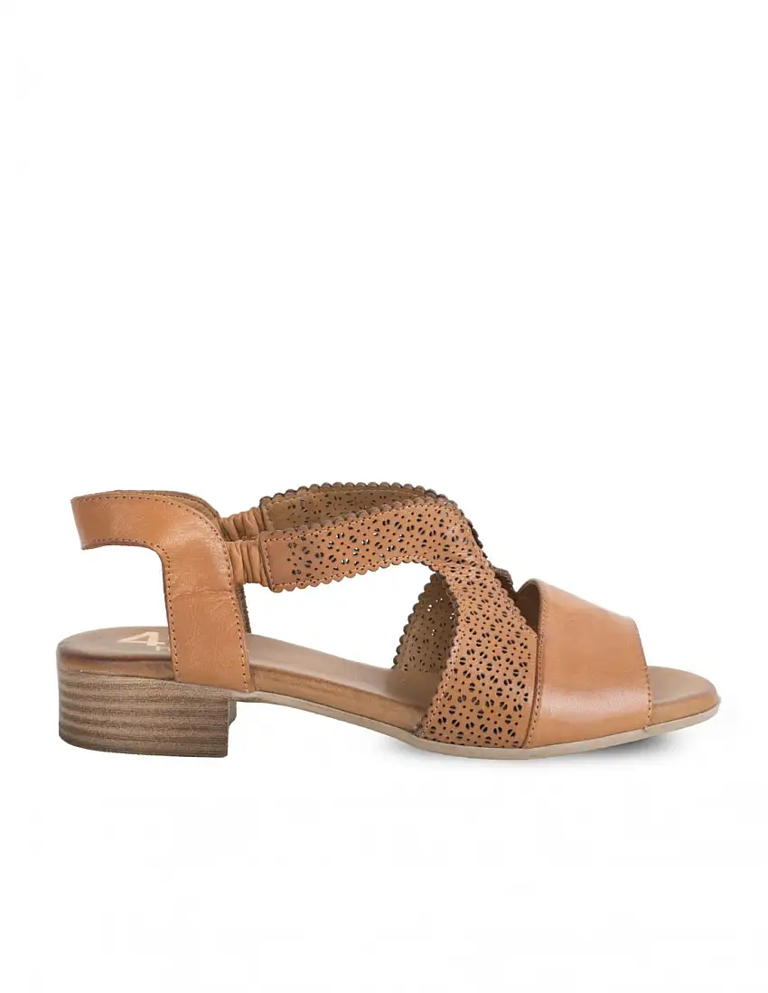 48 HOURS Sandalias Tacón Bajo Piel Marrón