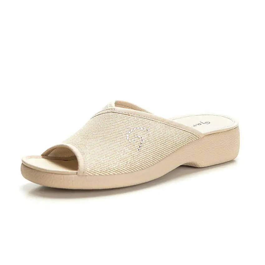 Garzón 3258.153 Zapatilla de estar por casa destalonada cuña baja beig