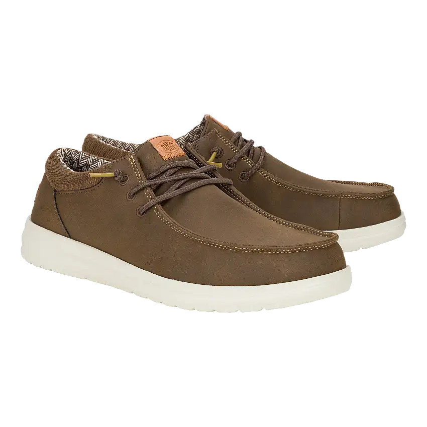 HEYDUDE Paul Classic Mocasín tipo wallaby cuello acolchado con cordones marrón