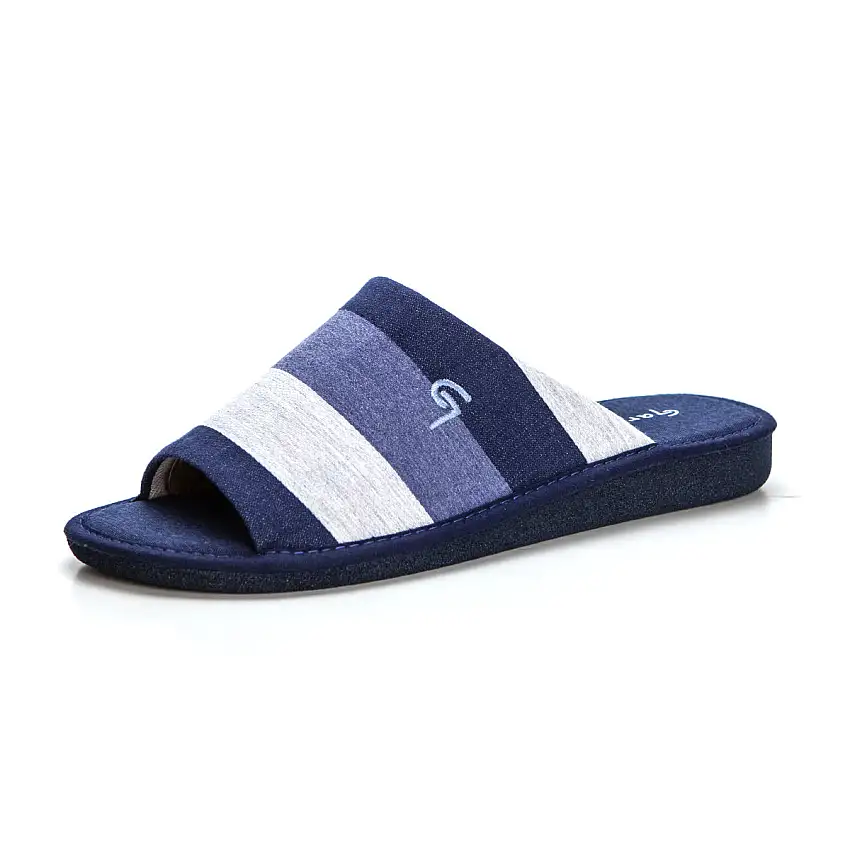 Garzón P378.115 Zapatilla de estar por casa destalonada rayas marino.