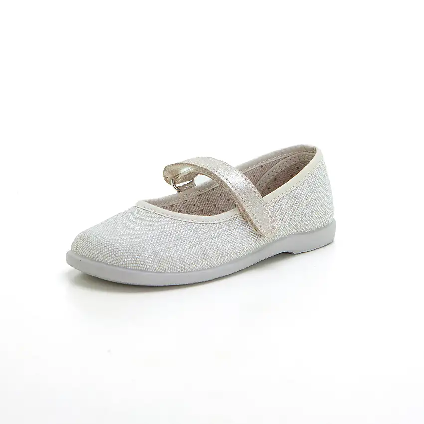 VUL.LADI 1202-605 Merceditas de niña velcro brillo plata