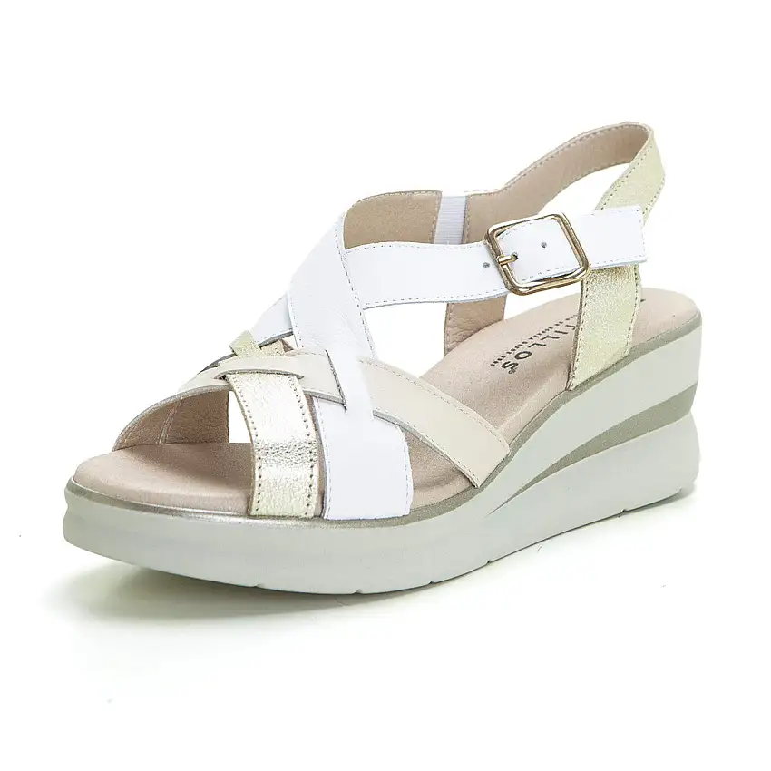 Pitillos 10360 Sandalia plataforma tiras blanco.