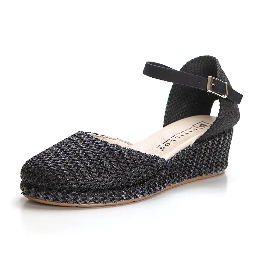 Pitillos 10620 Valenciana rafia correa tobillo negro