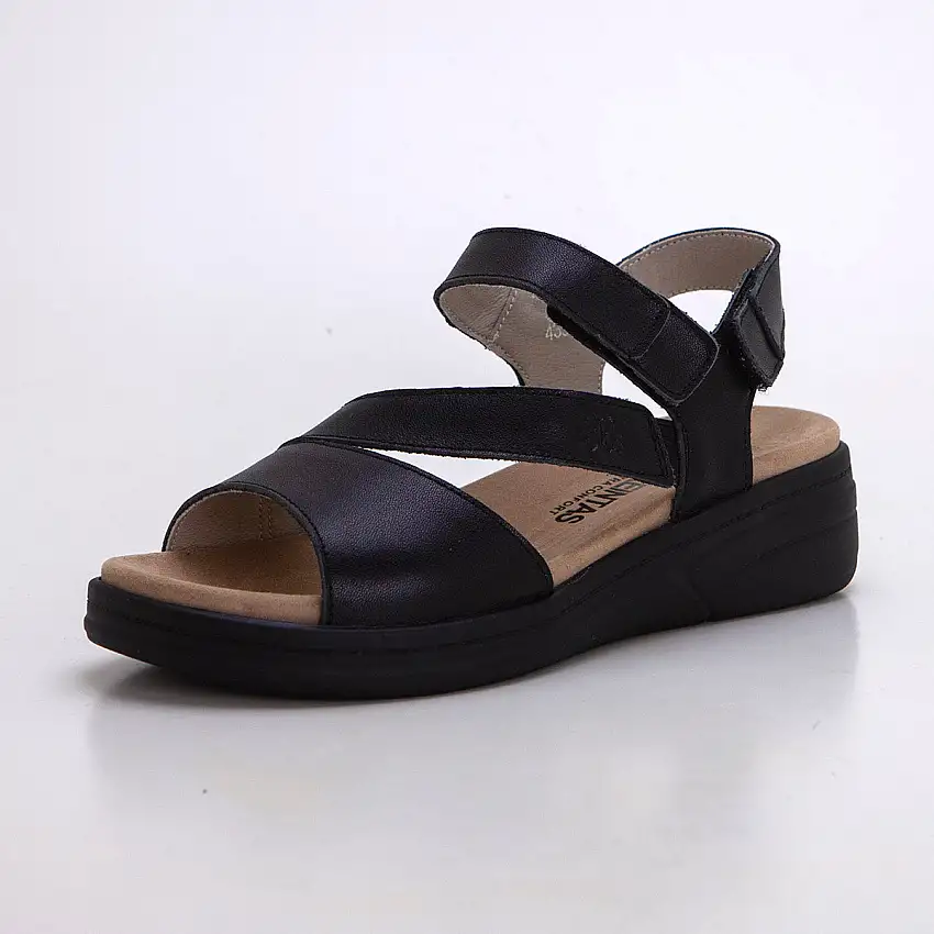 Treintas 4338 Sandalia plana plantilla extraible negro.