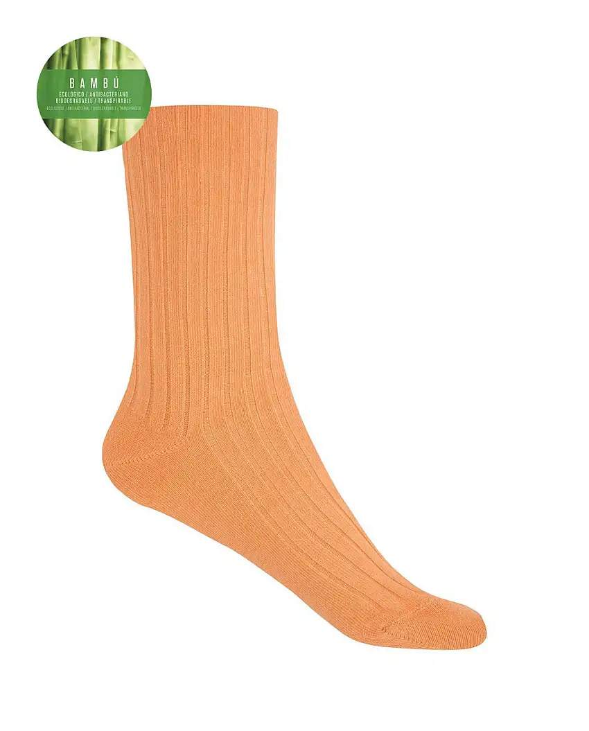 Punto Blanco 1552210 Calcetines de bambú de canalé calabaza- puño no aprieta