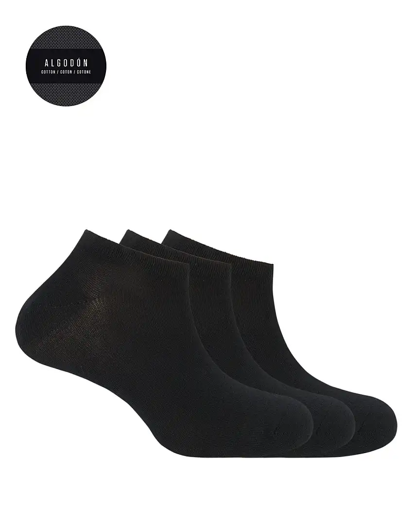 Punto Blanco 1487900 Pack de 3 calcetines de algodón lisos - Basix negro