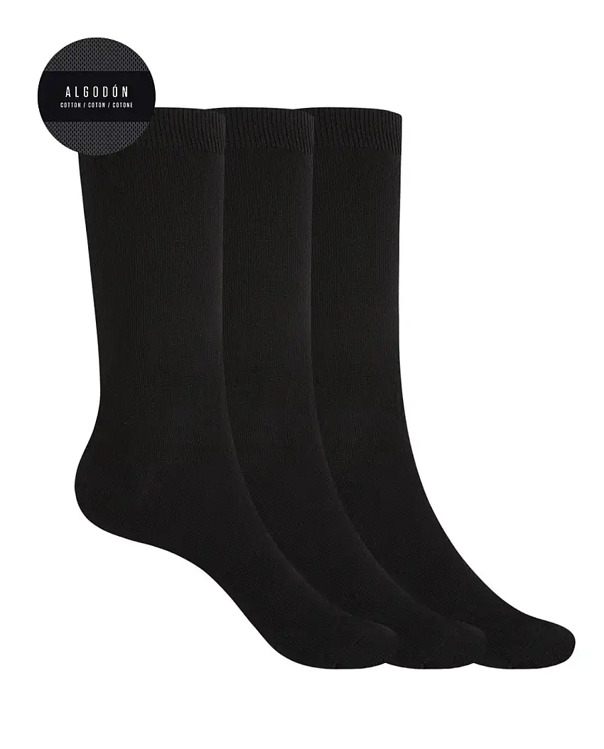 Punto Blanco 1669610 Pack de 3 calcetines de algodón lisos - Basix negro