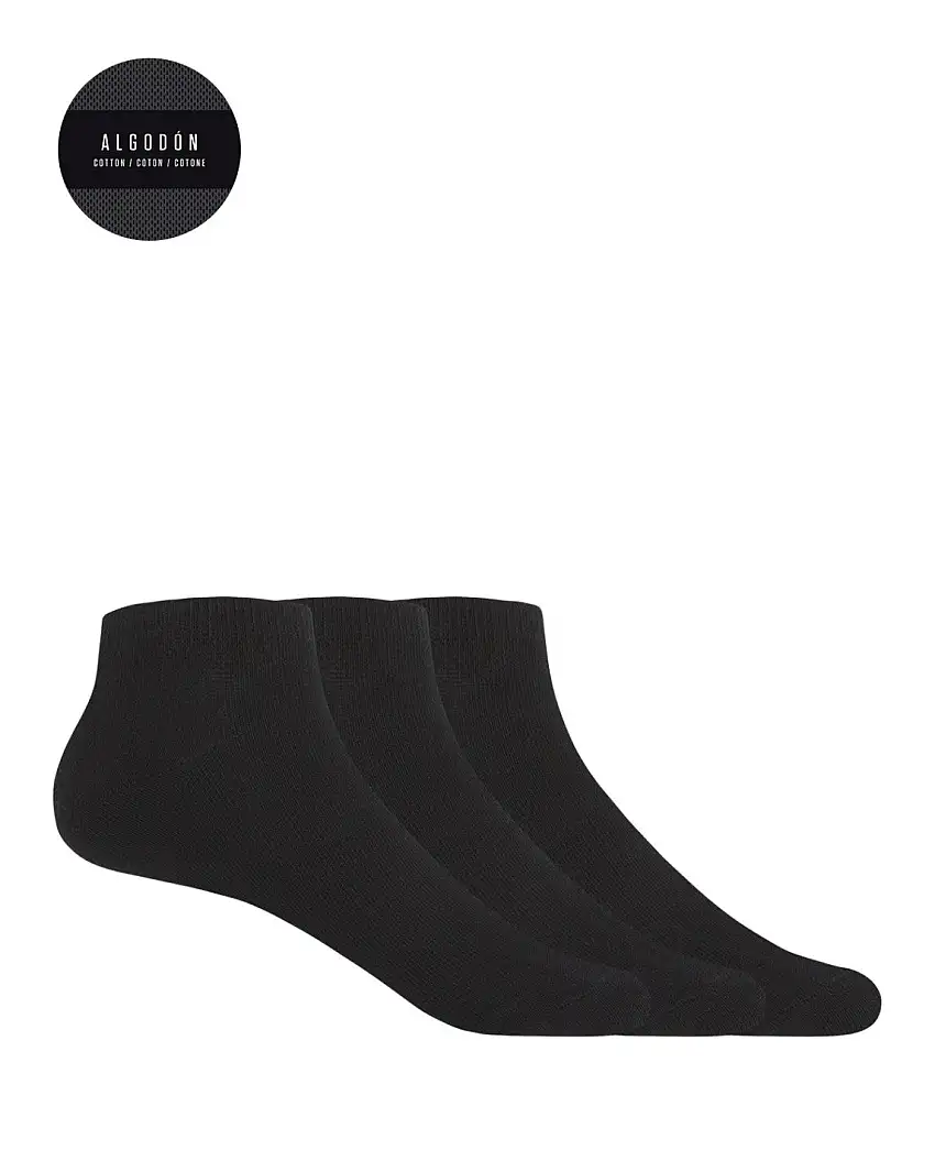 Punto Blanco 1672900 Pack de 3 calcetines de algodón lisos - Basix negro