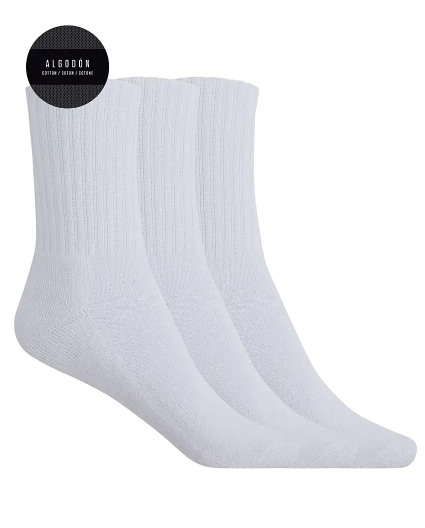 Punto Blanco 7090210 Pack de 3 calcetines de alg sport con puño americano - Basix