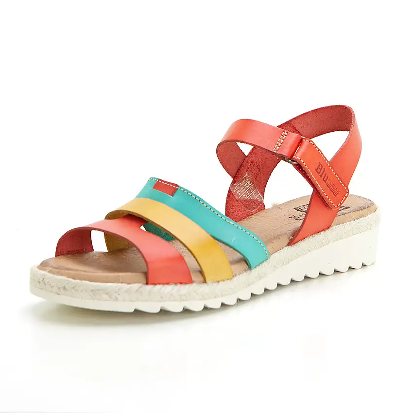 Blu Sandal 2898 Sandalia de cuña baja multicolor aqua.