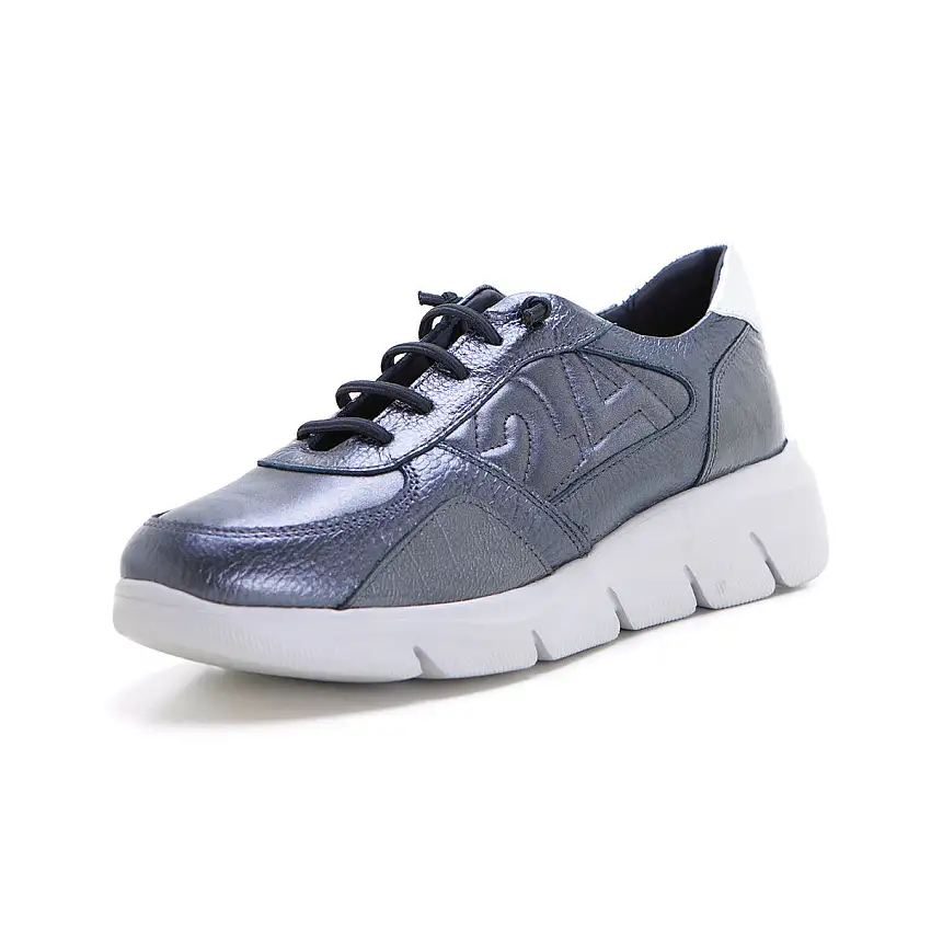 24HRS 26617 Sneaker piel metalizada cordón elástico