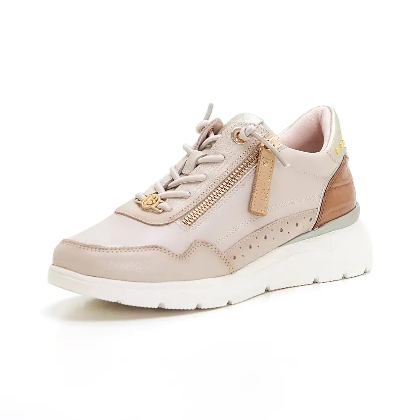 Carmela 162430 Deportiva casual cremallera beig.