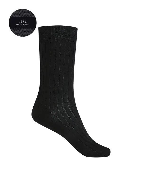 Punto Blanco 1530410 Calcetines 100% lana de canalé negro