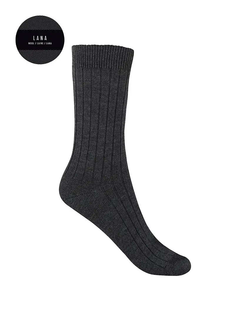 Punto Blanco 1531210 Calcetines de lana mercerizada de canalé gris