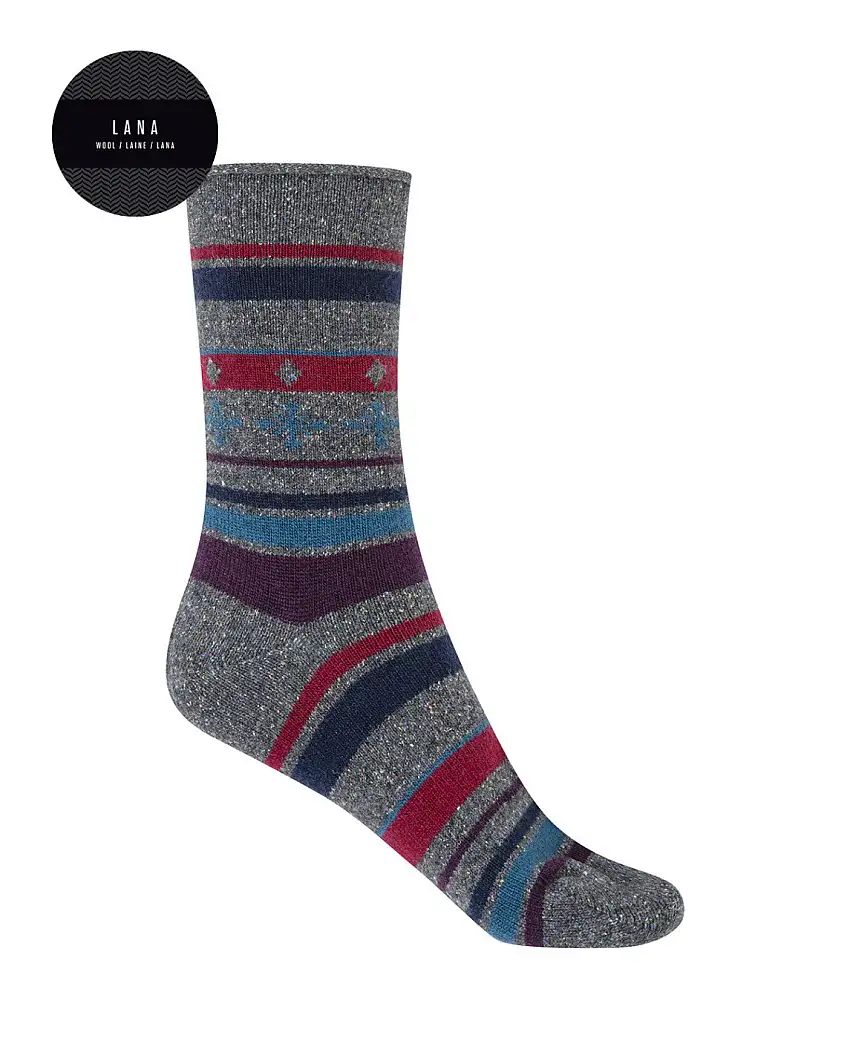 Punto Blanco 7568010 Calcetines de cashmere/lana - cenefas - puño roulé gris