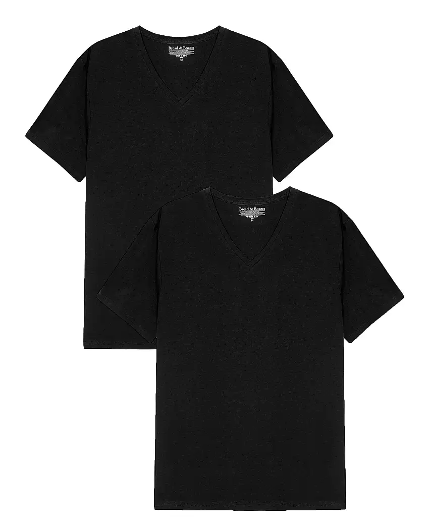 Pack 2 camisetas elásticas cuello pico negro