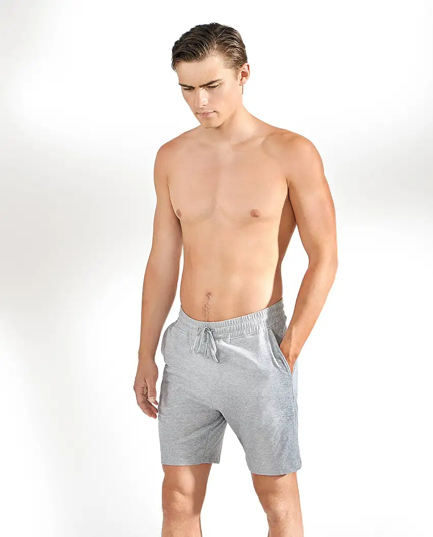 Pantalón corto de pijama algodón orgánico strech gris melange