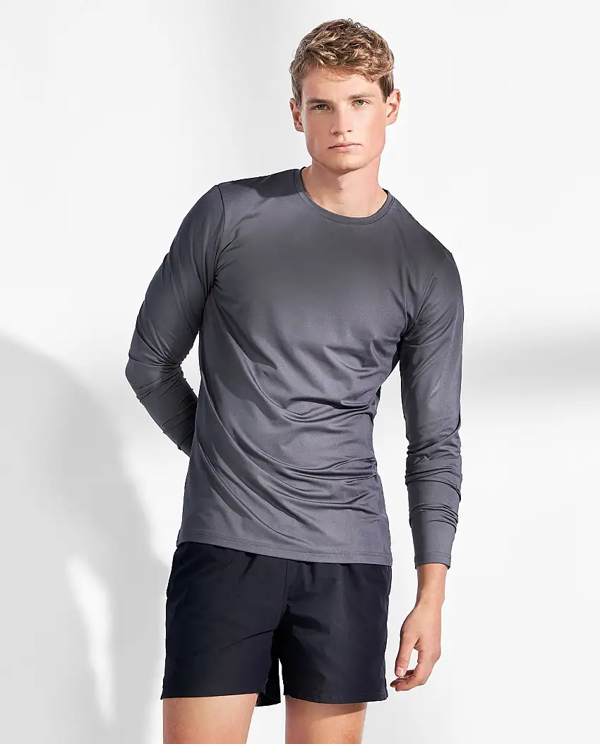 Camiseta active deportiva de manga larga gris