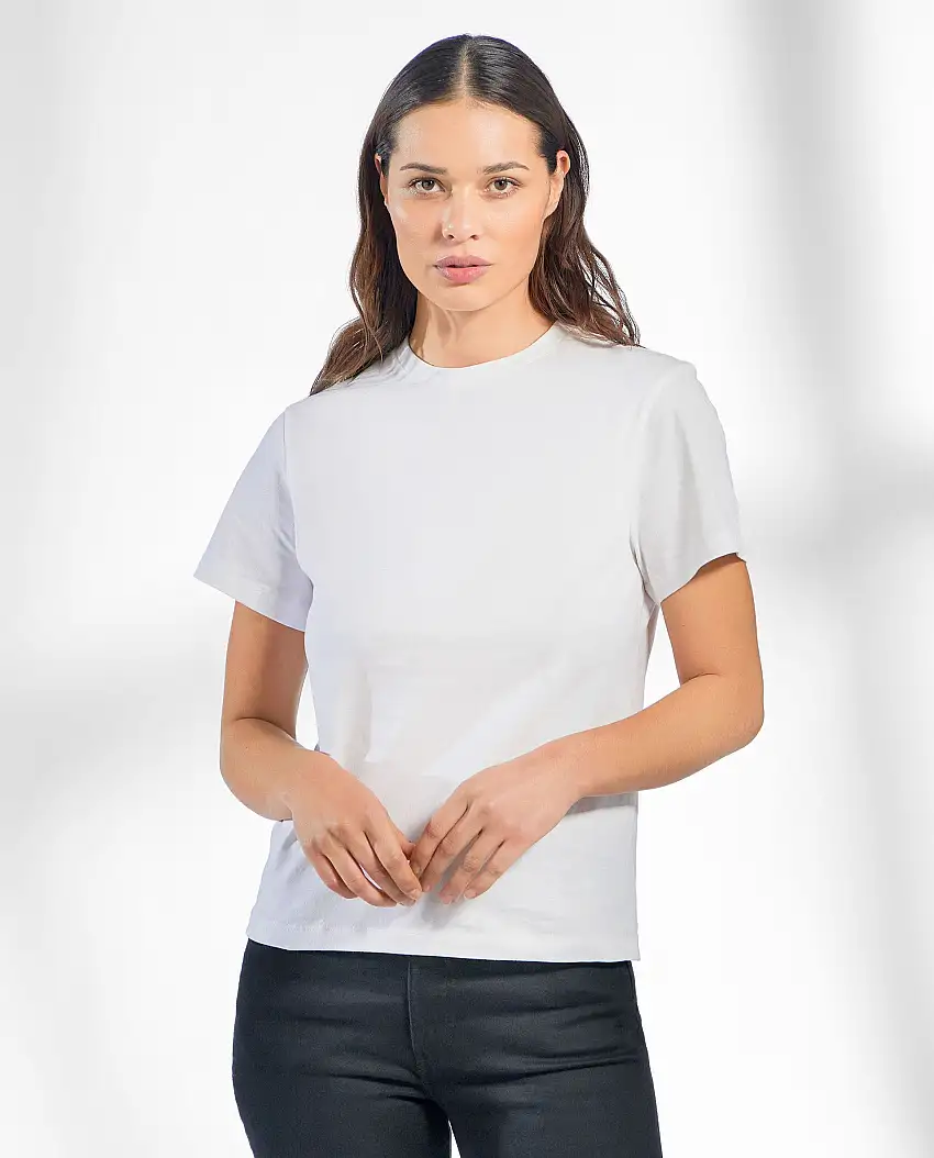 Camiseta cuello redondo de algodón orgánico blanca
