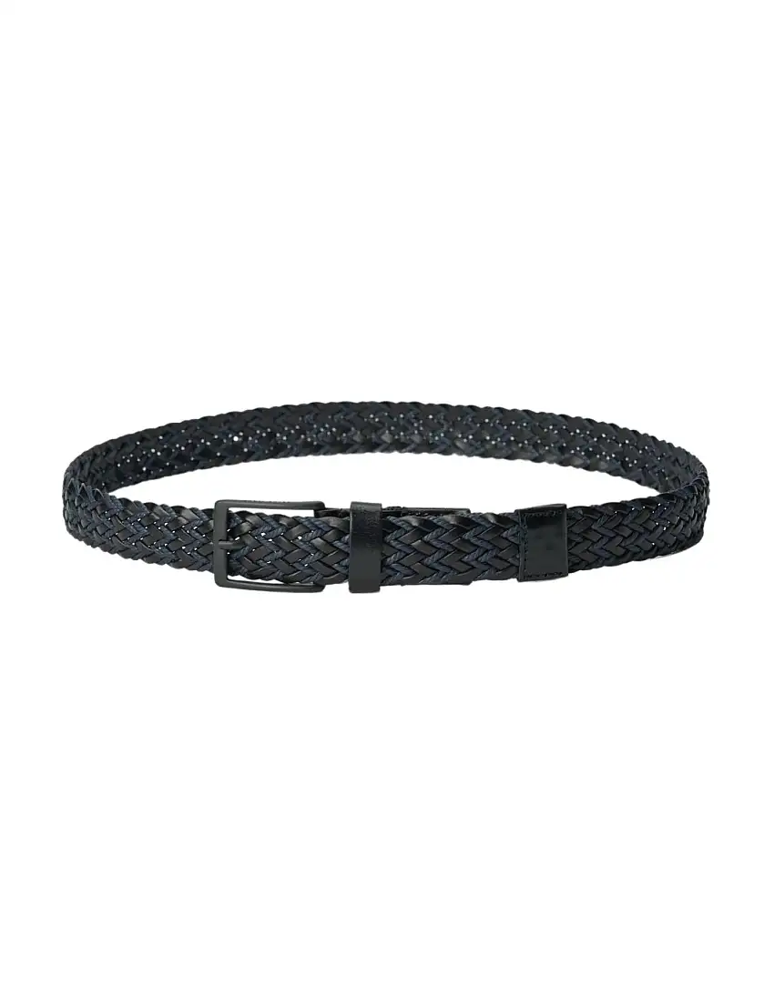 Cinturón Cuero Trenzado Salsa Negro-Azul