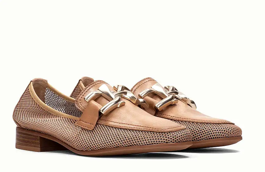 Mocasines multimaterial con adorno para mujer