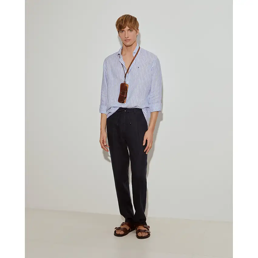 Pantalón chino de lino con cordón