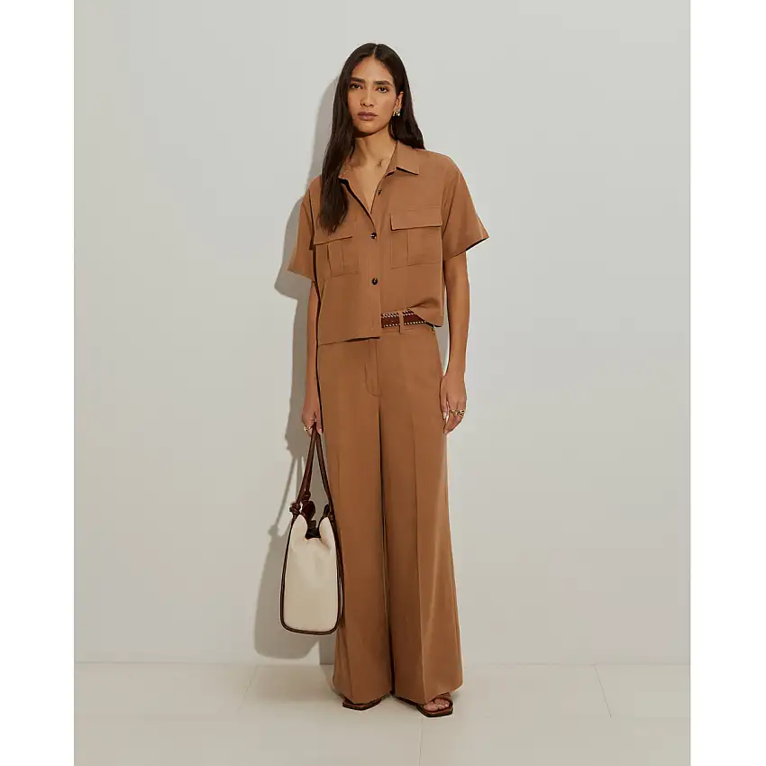 Pantalón ancho mezcla de tencel y lino