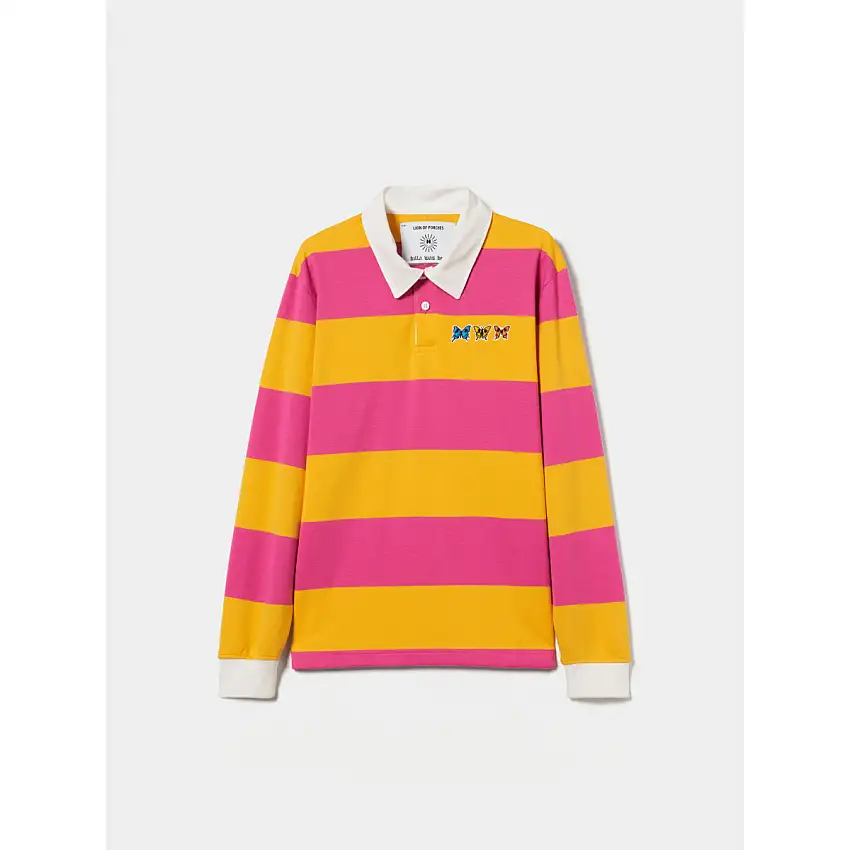 Polo rugby de manga larga con estampado de rayas