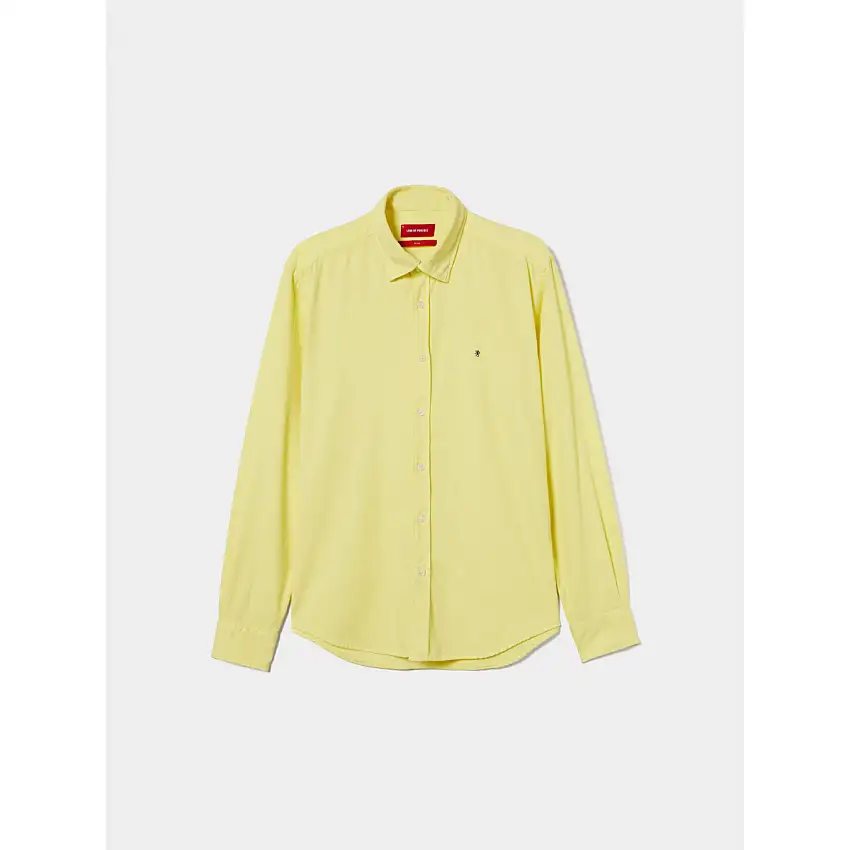 Camisa slim fit de algodón teñido en prenda