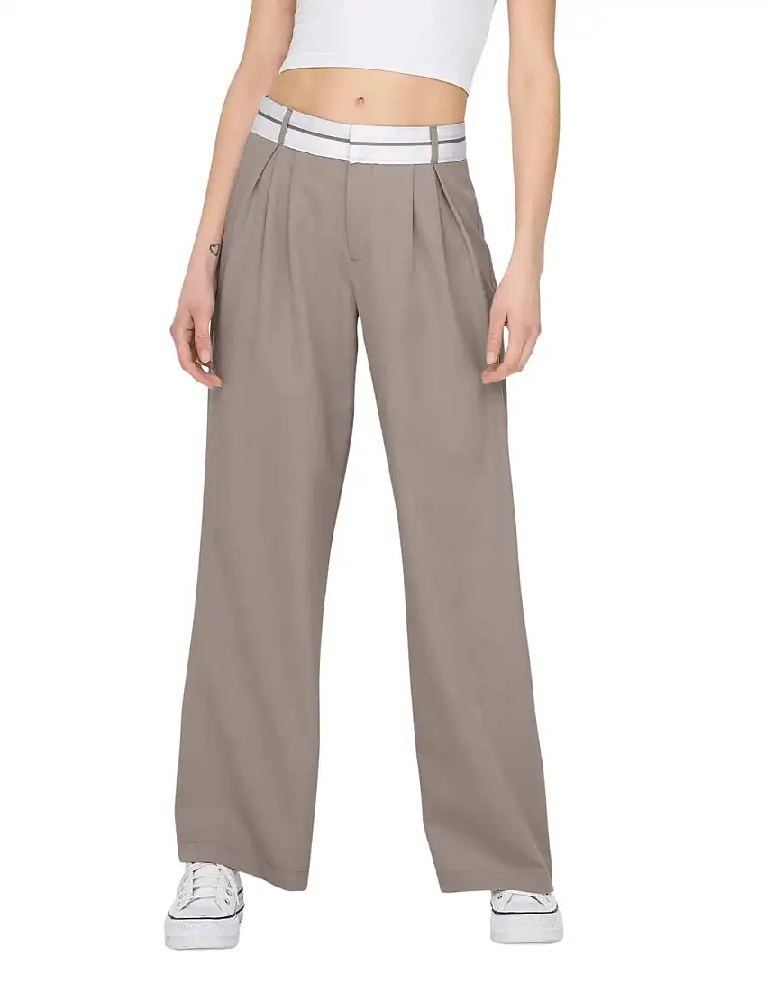 Pantalón Pierna Ancha Only Onlmalika Beige