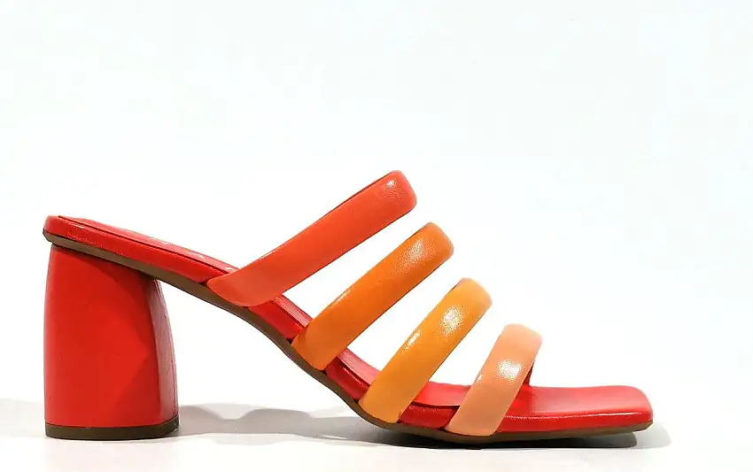 Sandalias de tiras en combinado naranja para mujer