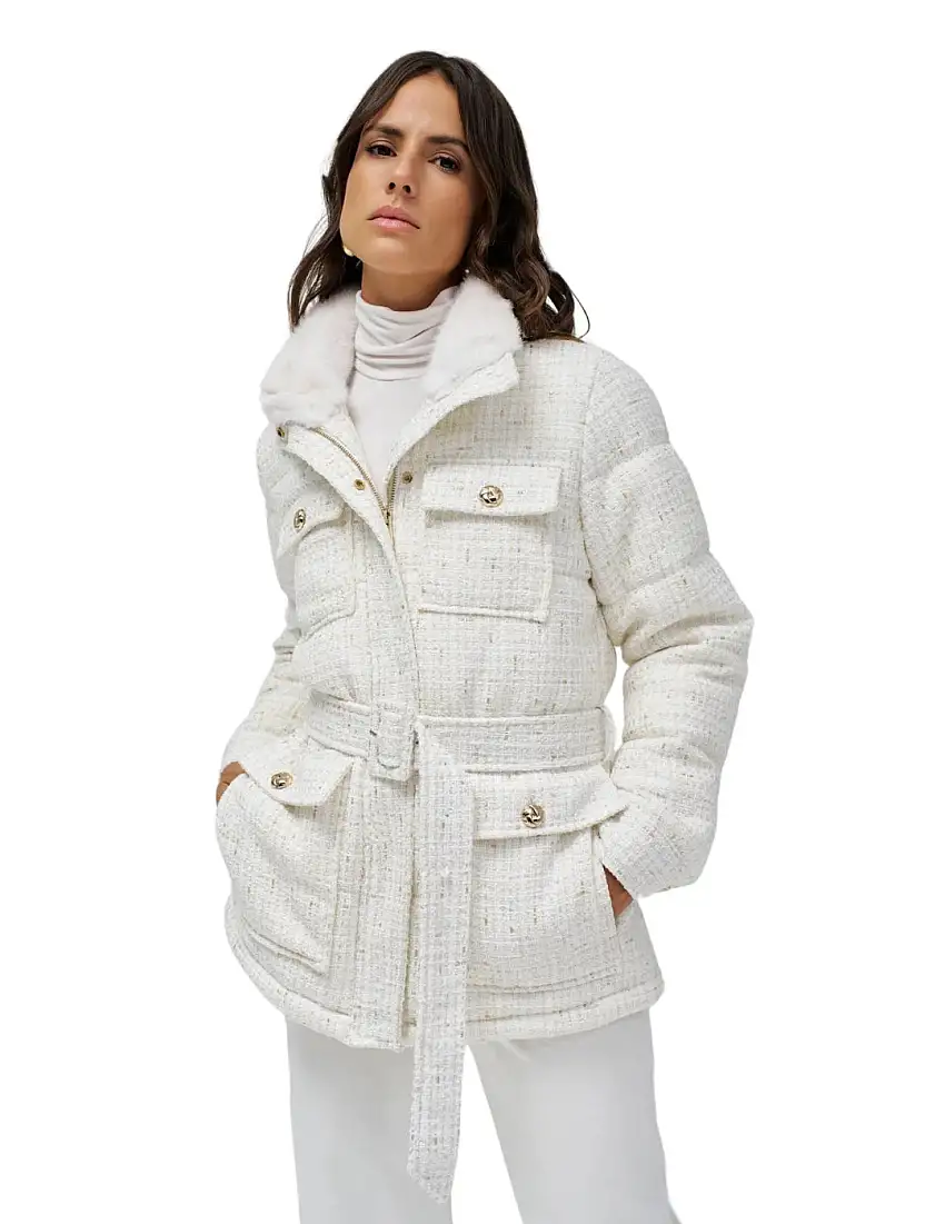 Abrigo Acolchado Tweed Salsa Jeans Blanco