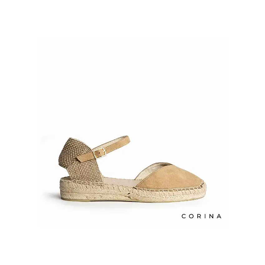 Alpargata baja hebilla camel