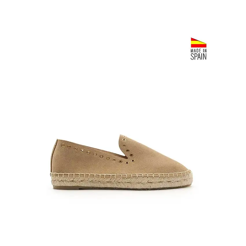 Alpargata beige mujer ojales