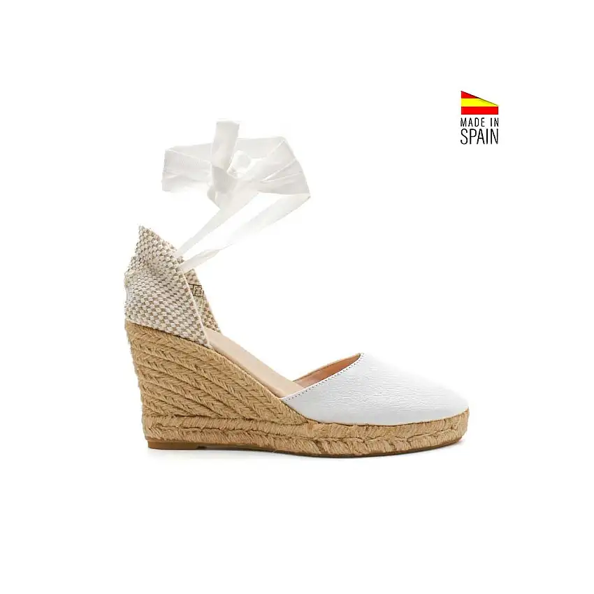 Alpargata piel blanca con cintas