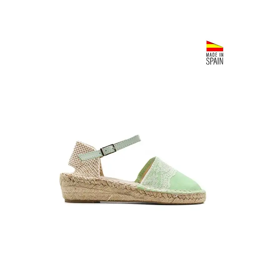 Alpargata suede verde con puntilla