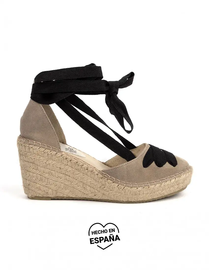 Alpargatas Cintas Cuña Alta Beige PERA LIMONERA