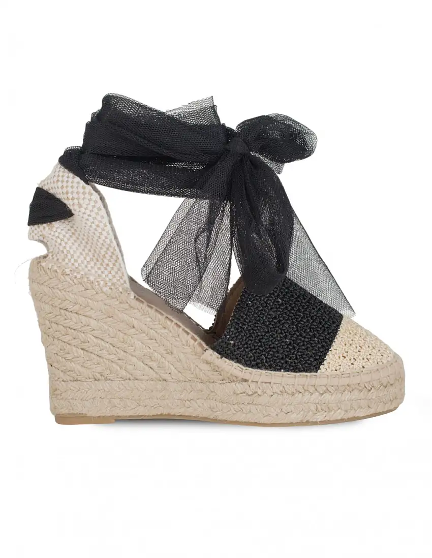 Alpargatas Cuña Crochet Bicolor PERA LIMONERA