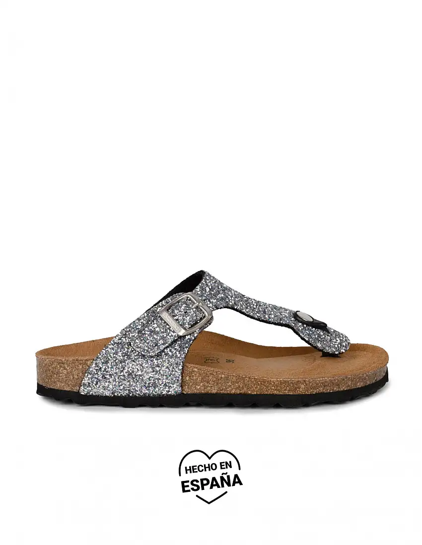 AUTENTI Sandalias Bio Glitter Plateadas